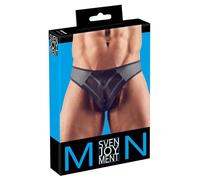 Tanga hombre brillante con panel transparente (negro) - L