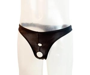 Svenjoyment Hombres Tanga De Showmaster, con apertura frontal, tamaño grande), color negro
