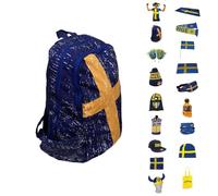 Sverige kläder Mochila Retro Vintage Suecia - Mochila con Estilo Bandera Sueca con Gran Compartimento Principal y Portabotellas - Mochila Unisex para Aficionados, Viajes y Uso Diario