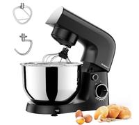 SVEWT 1500W Food Mixer, with 5.5QT Stainless Steel Bowl, Dough Hook, Beater and Whisk, 10 Speeds for Baking Mixing, Black - EU Plug