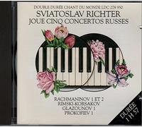 SVIATOSLAV RICHTER JOUE CINQ CONCERTOS RUSSES POUR PIANO. RACHMANINOV CONCERTOS POUR PIANO ET ORCHESTRE 1 & 2. PROKOFIEV CONCERTO 1. GLAZOUNOV CONCERTO 1. RIMSKY-KORSAKOV CONCERTO OP. 30. ENREGISTREMENTS REALISES EN URSS ENTRE 1955 ET 1965.
