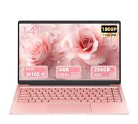 Svikou Laptop de 35.6 cm, color oro rosa, procesador J4105 de cuatro núcleos, pantalla IPS FHD, 6 GB de RAM 256 GB SSD, PC Win 11 Pro, portátil ultraligero para viajes, clases en línea, trabajo y