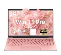 Svikou Laptop de 35.6 cm, color oro rosa, procesador J4105 de cuatro núcleos, pantalla IPS FHD, 6 GB de RAM 512 GB SSD, PC Win 11 Pro, portátil ultraligero para viajes, clases en línea, trabajo y