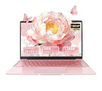 Svikou Laptop Win 11 Pro de 14 pulgadas, color oro rosa (preinstalado), procesador Quad-Core J4105, pantalla IPS FHD, 6 GB de RAM 128 GB SSD, portátil ultraligero para viajes, clases en línea, trabajo