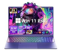 Svikou Win 11 Pro/MS Office 2019: laptop para juegos púrpura de 16 pulgadas, CPU Alder Lake Quad Core N95 de 12ª generación, LPDDR5 de 12 GB, IPS FHD de 1920 x 1200, KB retroiluminado a color