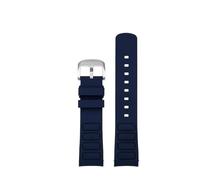 Svincoter Compatible con for Mido Multifort TV M049.526 Correa de reloj de goma resistente al agua de 22 mm M049 Interfaz curva Accesorios de reloj de silicona Correa de reloj(Blue-Silver)