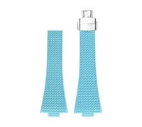 Svincoter Correa de caucho fluorado apta for Tissot PRX Series 35mm 40mm hebilla de mariposa liberación rápida FKM reemplazo de correa de reloj for hombres y mujeres 11/12mm(Light blue,11mm)