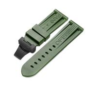 Svincoter Correa de goma for reloj for Panerai PAM de 24mm, correa de silicona negra, cierre de mariposa, hebilla plegable con logotipo, accesorios for reloj for hombre(Color:Green-Black)