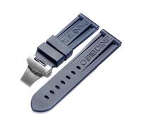 Svincoter Correa de goma for reloj for Panerai PAM de 24mm, correa de silicona negra, cierre de mariposa, hebilla plegable con logotipo, accesorios for reloj for hombre(Color:Blue-Silver)