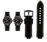 Svincoter Correa de reloj con boca convexa de piel de vaca esmerilada retro for hombre, compatible con buceo ORIS AQUIS 7730 7740, 24 x 12, 24 x 11 mm(Black white black,24mm-11mm)
