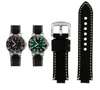 Svincoter Correa de reloj con boca convexa de piel de vaca esmerilada retro for hombre, compatible con buceo ORIS AQUIS 7730 7740, 24 x 12, 24 x 11 mm(Black white silver,24mm-11mm)