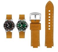 Svincoter Correa de reloj con boca convexa de piel de vaca esmerilada retro for hombre, compatible con buceo ORIS AQUIS 7730 7740, 24 x 12, 24 x 11 mm(Khaki silver,24mm-11mm)