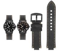 Svincoter Correa de reloj con boca convexa de piel de vaca esmerilada retro for hombre, compatible con buceo ORIS AQUIS 7730 7740, 24 x 12, 24 x 11 mm(Gray black,24mm-12mm)