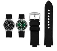 Svincoter Correa de reloj con boca convexa de piel de vaca esmerilada retro for hombre, compatible con buceo ORIS AQUIS 7730 7740, 24 x 12, 24 x 11 mm(Black silver,24mm-11mm)
