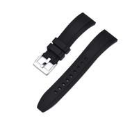 Svincoter Correa de reloj de caucho FKM vulcanizado de 20 mm, 22 mm y 24 mm con liberación rápida(Black silver,24mm)