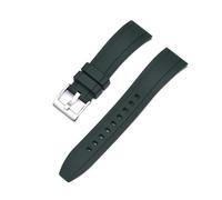 Svincoter Correa de reloj de caucho FKM vulcanizado de 20 mm, 22 mm y 24 mm con liberación rápida(Green silver,22mm)