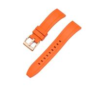 Svincoter Correa de reloj de caucho FKM vulcanizado de 20 mm, 22 mm y 24 mm con liberación rápida(Orange gold,22mm)