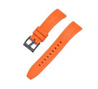 Svincoter Correa de reloj de caucho FKM vulcanizado de 20 mm, 22 mm y 24 mm con liberación rápida(Orange black,20mm)