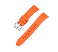 Svincoter Correa de reloj de caucho FKM vulcanizado de 20 mm, 22 mm y 24 mm con liberación rápida(Orange silver,22mm)