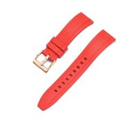 Svincoter Correa de reloj de caucho FKM vulcanizado de 20 mm, 22 mm y 24 mm con liberación rápida(Red gold,20mm)