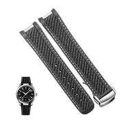 Svincoter Correa de reloj de goma apta for Omega AT150 Seamaster 300 AQUA TERRA, correas de relojes de buceo, correa de reloj de silicona negra y azul, pulsera de 20mm(Black white silver)