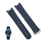 Svincoter Correa de reloj de goma apta for Omega AT150 Seamaster 300 AQUA TERRA, correas de relojes de buceo, correa de reloj de silicona negra y azul, pulsera de 20mm(Blue silver clasp)