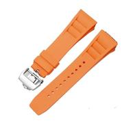 Svincoter Correa de reloj de goma de 25mm, roja, negra, verde, gris, azul, amarilla y naranja, apta for pulsera Richard Mille, compatible con for RM011 Mille(Orange-silver)