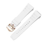 Svincoter Correa de reloj de goma de 25mm, roja, negra, verde, gris, azul, amarilla y naranja, apta for pulsera Richard Mille, compatible con for RM011 Mille(White-rosegold)