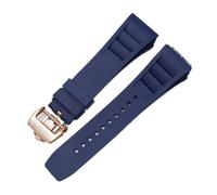 Svincoter Correa de reloj de goma de 25mm, roja, negra, verde, gris, azul, amarilla y naranja, apta for pulsera Richard Mille, compatible con for RM011 Mille(Blue-rosegold)