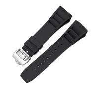 Svincoter Correa de reloj de goma de 25mm, roja, negra, verde, gris, azul, amarilla y naranja, apta for pulsera Richard Mille, compatible con for RM011 Mille(Black-silver)