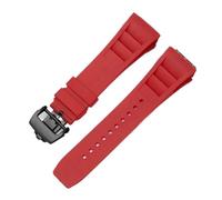 Svincoter Correa de reloj de goma de 25mm, roja, negra, verde, gris, azul, amarilla y naranja, apta for pulsera Richard Mille, compatible con for RM011 Mille(Red-black)