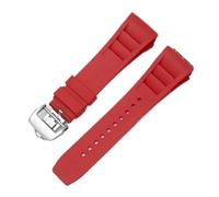 Svincoter Correa de reloj de goma de 25mm, roja, negra, verde, gris, azul, amarilla y naranja, apta for pulsera Richard Mille, compatible con for RM011 Mille(Red-silver)