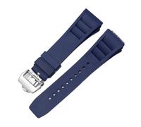 Svincoter Correa de reloj de goma de 25mm, roja, negra, verde, gris, azul, amarilla y naranja, apta for pulsera Richard Mille, compatible con for RM011 Mille(Blue-silver)