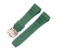 Svincoter Correa de reloj de goma de 25mm, roja, negra, verde, gris, azul, amarilla y naranja, apta for pulsera Richard Mille, compatible con for RM011 Mille(Green-rosegold)