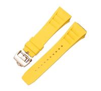 Svincoter Correa de reloj de goma de 25mm, roja, negra, verde, gris, azul, amarilla y naranja, apta for pulsera Richard Mille, compatible con for RM011 Mille(Yellow-rosegold)