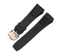 Svincoter Correa de reloj de goma de 25mm, roja, negra, verde, gris, azul, amarilla y naranja, apta for pulsera Richard Mille, compatible con for RM011 Mille(Black-rosegold)