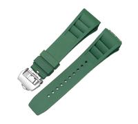 Svincoter Correa de reloj de goma de 25mm, roja, negra, verde, gris, azul, amarilla y naranja, apta for pulsera Richard Mille, compatible con for RM011 Mille(Green-silver)