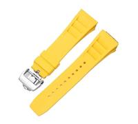 Svincoter Correa de reloj de goma de 25mm, roja, negra, verde, gris, azul, amarilla y naranja, apta for pulsera Richard Mille, compatible con for RM011 Mille(Yellow-silver)