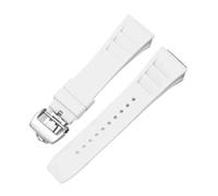 Svincoter Correa de reloj de goma de 25mm, roja, negra, verde, gris, azul, amarilla y naranja, apta for pulsera Richard Mille, compatible con for RM011 Mille(White-silver)