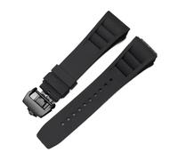 Svincoter Correa de reloj de goma de 25mm, roja, negra, verde, gris, azul, amarilla y naranja, apta for pulsera Richard Mille, compatible con for RM011 Mille(Black-black)