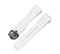 Svincoter Correa de reloj de goma de 25mm, roja, negra, verde, gris, azul, amarilla y naranja, apta for pulsera Richard Mille, compatible con for RM011 Mille(White-black)