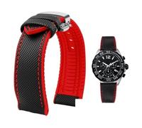 Svincoter Correa de reloj de lona, nailon y caucho for hombre, resistente al agua, de 19 a 24 mm, compatible con Breitling, Omega, IWC, Citizen, Tudor y Hamilton.(Black red silver B,23mm)