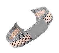 Svincoter Correa de reloj de metal con extremo curvo compatible con for Rolex DATEJUST Jubilee, accesorios de pulsera de acero inoxidable, correa de 18 mm, 19 mm, 20 mm y 21 mm(Silver-RoseGold,21mm)