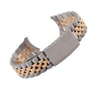 Svincoter Correa de reloj de metal con extremo curvo compatible con for Rolex DATEJUST Jubilee, accesorios de pulsera de acero inoxidable, correa de 18 mm, 19 mm, 20 mm y 21 mm(Silver-Gold,18mm)