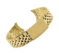 Svincoter Correa de reloj de metal con extremo curvo compatible con for Rolex DATEJUST Jubilee, accesorios de pulsera de acero inoxidable, correa de 18 mm, 19 mm, 20 mm y 21 mm(Gold,19mm)