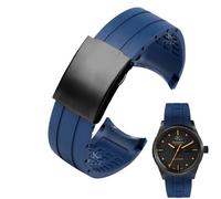 Svincoter Correa de silicona de 23 mm y 22 mm compatible con for Citizen Der Blaue Engel 2.ª generación JY8078-52L JY8035/8085 y compatible con for Mido Helmsman M005.(A blue black,22mm)