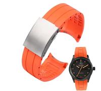 Svincoter Correa de silicona de 23 mm y 22 mm compatible con for Citizen Der Blaue Engel 2.ª generación JY8078-52L JY8035/8085 y compatible con for Mido Helmsman M005.(A orange silver,22mm)