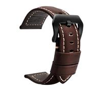 Svincoter Correas de cuero aptas for accesorios de reloj for Panerai PAM441 386 Correa de reloj for hombre de 22 mm y 24 mm Pulsera de repuesto de piel de vaca(03-Dark brown black,24mm)