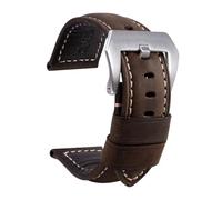 Svincoter Correas de cuero aptas for accesorios de reloj for Panerai PAM441 386 Correa de reloj for hombre de 22 mm y 24 mm Pulsera de repuesto de piel de vaca(02-Dark brown silver,24mm)
