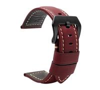 Svincoter Correas de cuero aptas for accesorios de reloj for Panerai PAM441 386 Correa de reloj for hombre de 22 mm y 24 mm Pulsera de repuesto de piel de vaca(03-red black,24mm)